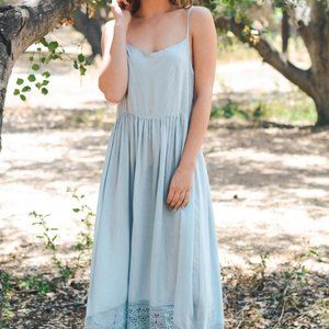 Romantic Spaghetti Strap Crochet Laced Detail Midi